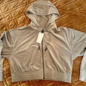 Noise Velour Women's Gray Cropped Hooded Jacket